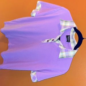 Southern Lady: Purple shirt with green plaid collar, loose fit sizes S-ML